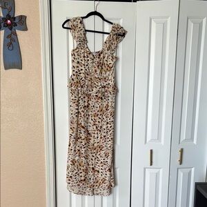 Sofia by Sofia Vergara Brown and Cream Maxi Sheath Dress Sleeveless